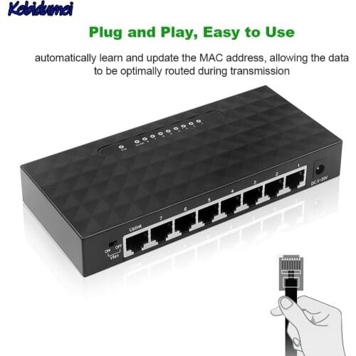 10/100Mbps Mini Fast Ethernet LAN RJ45 Network Switch 5 Ports Switcher Hub Desktop PC US/EU Adapter For PC Laptop Webcam