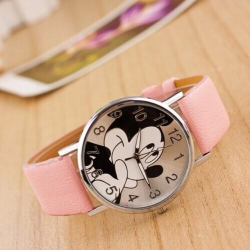 Kobiet zegarka 2020 Famous Brand Mickey Watch Girl Boy Fashion Cartoon Watches Casual Leather Quartz Watch student Gift Relojes
