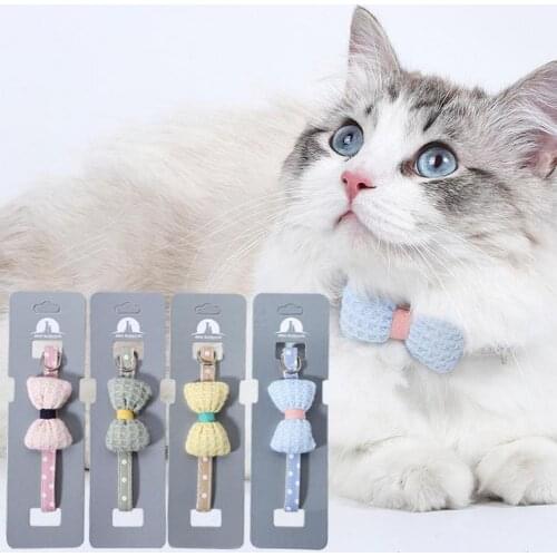 Cat Collar Bow Knot Design Comfortable Touch Adjustable Pet Bow Tie Collar for Home