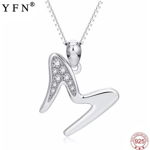 925 Sterling Silver Necklace 26 Capital Letters Crystal CZ Cute Alphabet M Pendants Necklaces Fashion Women Jewelry GNX13943