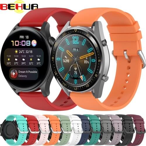 BEHUA 22mm Watch Band Correa For Huawei Watch 3 3 Pro GT GT2 2 2e Pro Active 42MM/46MM Sport Strap Pure Color Wristband Bracelet