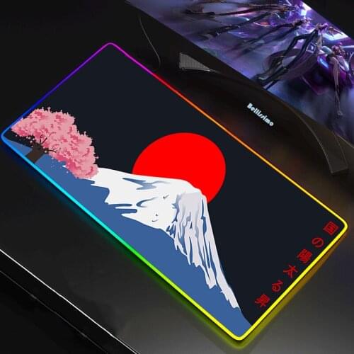 Cherry blossoms flower Mouse Pad LED RGB Big Size Gamer Anti-slip Rubber Pad Play Mats Gaming for RGB Keyboard Laptop Computer