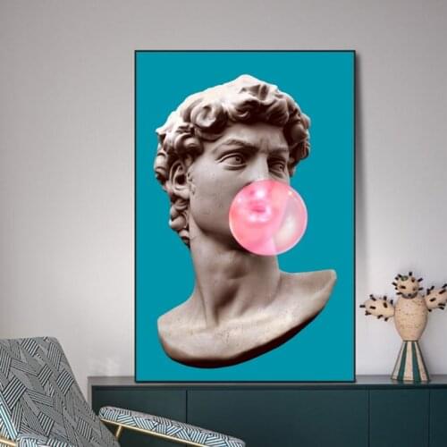 Funny Art Sculpture of David Wall Art Picture Posters and Prints David with Balloon Canvas Painting Art Pictures Home Decoration