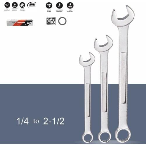 1/4 9/16 3/8 3/4 1/2 5/8 1-3/4 2-1/2 Inch Imported Combination Wrench Plum Blossom Open Spanner Torque Wrenches Hand Tools