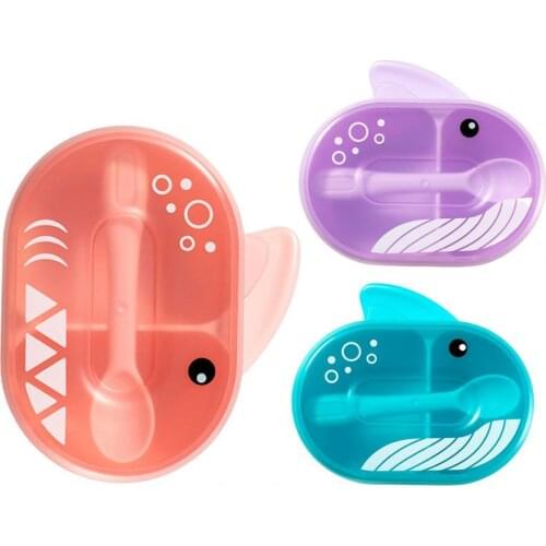 1 Set Baby Bowl Division Design Multifunctional Food Grade PP Children Training Dining Plate Home Use Kids Feeding Utensils