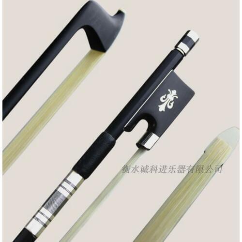 1Pc Strong Black Carbon Fiber Violin Bow 1/4 1/2 3/4 4/4 Good Balance Natural White Horsehair Ebony Frog Nickel Silver Parts