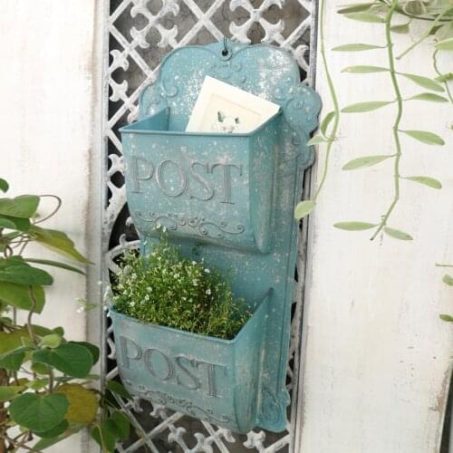 2 tier retro vintage metal decorative wall rack letter holder