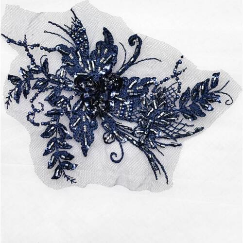 4 Pieces Bead Lace Applique Lace Trim Mesh Lace Accessories Sewing Patch For Clothes Home Textiles Ivory White Black