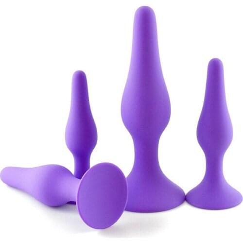 4Pcs/Set Black Purple Silicone Anal Plug Butt Plug For Beginner Erotic Toys Silicone Adult Products Prostate Massager Anus Plug