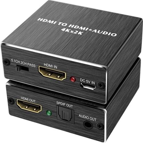 4K x 2K HDMI-compatible Audio Splitter Adapter HDMI-compatible and Optical TOSLINK SPDIF+ 3.5mm Stereo Audio Extractor Converter