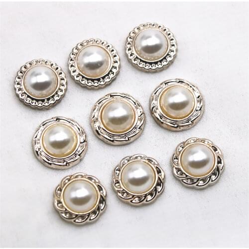 50pcs 12mm pearl golden flower Buttons Home Garden Crafts Cabochon Scrapbooking DIY Accessories