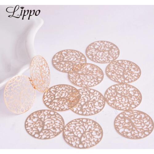 50pcs AC6134 Filigrees Round Tree Jewelry Connector jewelry slices Wholesale fit necklace jewelry make up