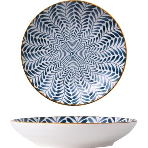 8-Inch Round Porcelain Dinner Plates Pizza Pasta Serving Dishes Japanese Style Tableware Dessert Dishes Set of 4