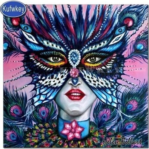 Diamond embroidery 5d diamond painting full square/round 5D DIY"butterfly woman mask" mosaic Pattern paintings with stone mills