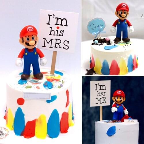 Super Mario Anime Toys Action Figure Cute Doll Mario Bros Model Insert for Kids Birthday Party Cake Decoration Supplies Gifts
