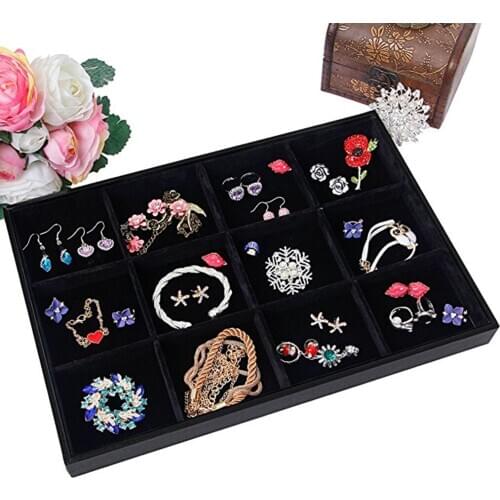 Velvet Stackable Grid/ Empty Tray Jewelry Showcase Stackable Display Jewelry Trinkets Organizer