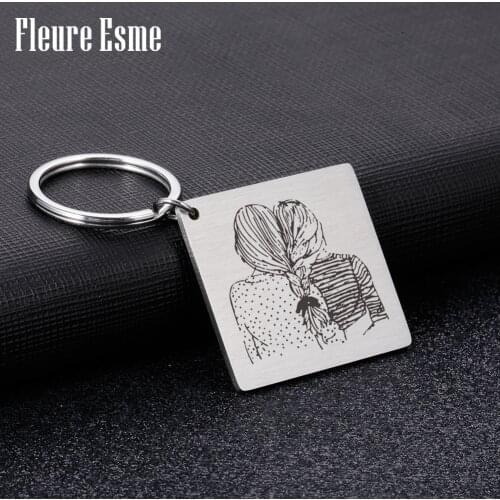 Custom Name Keychain Square Engraved You Are My Ride Or Die Keys Chains Friend Gift Stainless Steel Bag Keyring Pendant jewelry