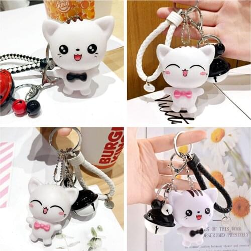 Cartoon cute cat big face cat cat sister cat brother couple car keychain vinyl doll couple key pendant