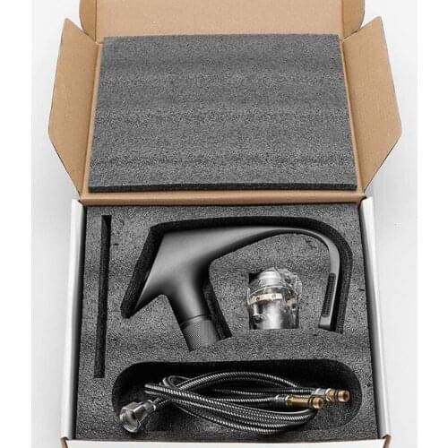 Black Faucet Bathroom Sink Faucets Hot Cold Water Mixer Crane Deck Mounted Single Hole Bath Tap Chrome Finished Drop