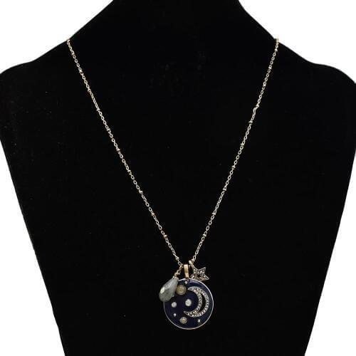 Gypsy Gold Bead Chain Star Moon Pendant Necklaces for Women Bohemian Bells Tassel Necklace Birthday Gifts India Turkish Jewelry