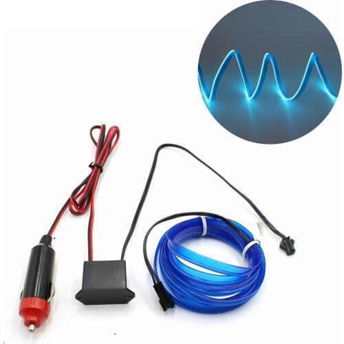 EL Wire With 6mm Sewing Edge Flexible Neon Lamp Glow Rope Tube Cable LED Strip Light For Car Decoration With Cigarette Lighter