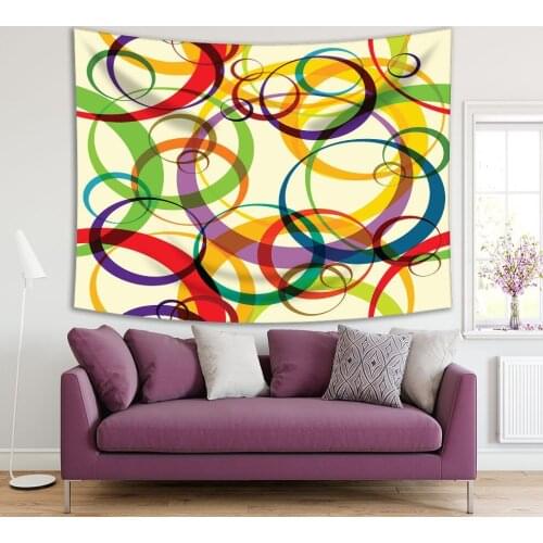 Tapestry Colorful Circles Abstract 2014geometrical Figures Patterns Fun Modern Artwork Yellow Blue Purple Red