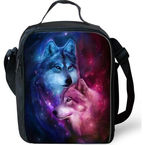 HaoYun Children Insulated Lunch Bag Fantasy Wolf Pattern Toddler Boys Girls Waterproof Lunch Box Students Cute Picnic Container