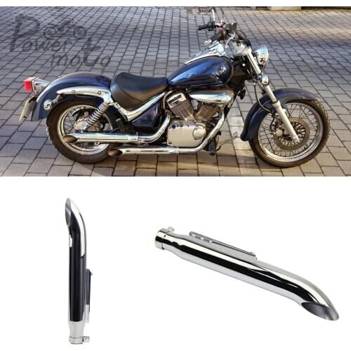 Chrome Motorcycle Slash Cut Tapered Exhaust Pipe Turn Out Muffler Silencer for Harley Honda Suzuki Intruder LC VL 125 800 1400