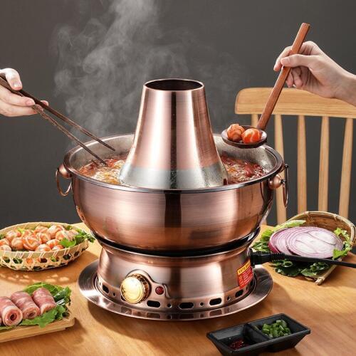 Imitation Copper Hot Pot Home Classical Large Capacity Electric Charcoal Dual-use Sturdy And Durable Anti-scalding Easy To Clean