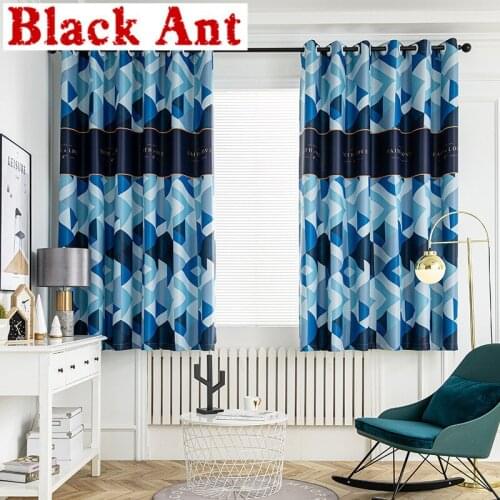 Geometric Printed Short Curtain For Bay Window High Shading Sheer Curtain Boys Girls Bedroom Kitchen Drape Panel PC-ZH239#20