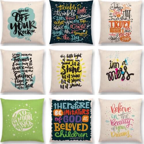 Colorful Pattern Decorative Letters Meaningful Words Interesting Phrases Love Good Happy Sun Cushion Cover Sofa Pillow Case