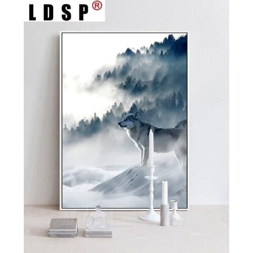 LDSP Nordic Wolf Snow Mountains Canvas Painting Wall Art Print Poster Picture Modern Living Room Home Decor