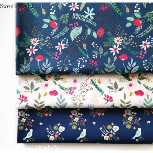 Leaves Bird Cotton Fabric Per Half Meter Children Dress Cloth 2021 for diy Sewing Skirt Material Hometextile Clothes 160x50cm