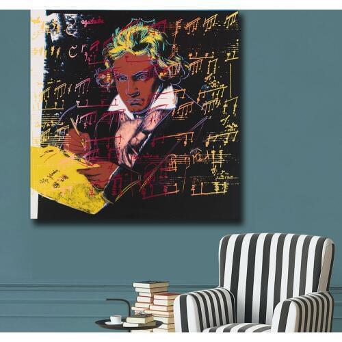 Fashion Large size Wall Art Pictures For Living Room Home Decor Andy warhol beethoven 1987 Canvas Oil Painting Printed