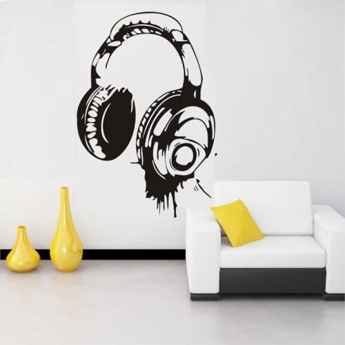 4 Sizes Headphones Wall Sticker Music Art Bedroom Vinyl Decal Transfer Decoration Kids Wall Decals Nursery Wallpaper Mural