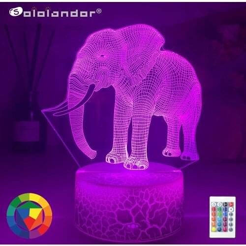 Newest Baby Night Light Elephant for Kids Bedroom Decor Nightlights Cool Birthday Gift 3d Illusion Acrylic Battery Desk Lamps