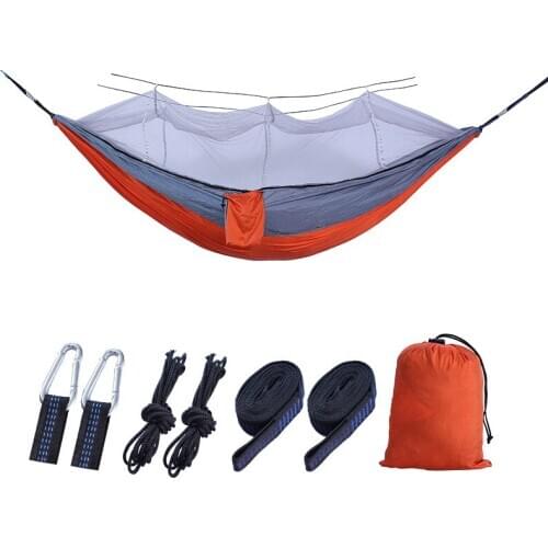 New Outdoor 260x140cm Mosquito Net Hammock 210T Nylon Portable Parachute Cloth Camping Hanging Sleeping Bed High Quality