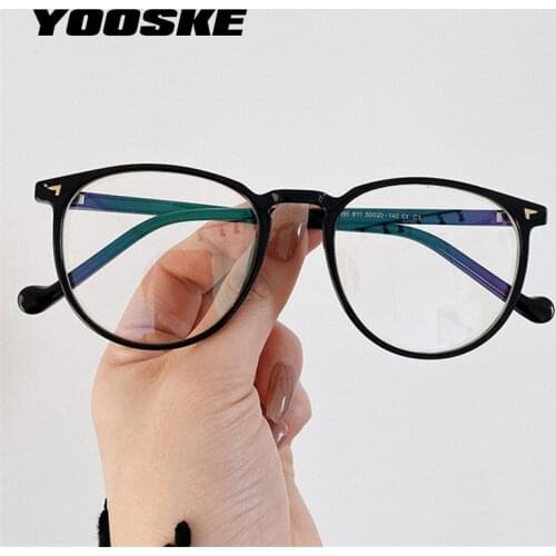 YOOSKE Anti Blue Light Glasses Frames Women Ultralight TR90 Round Computer Eyeglasses for Men Optical Frame