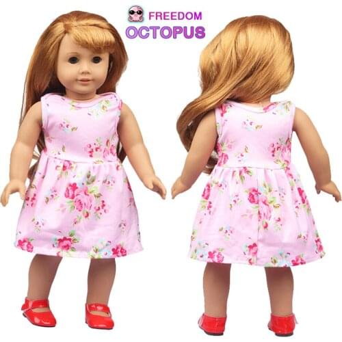 18 Inch American Doll Flower Dress Pink Cute Big Subshrubby Peony Flower Skirt Clothes Fit For 43cm New Born Bebe OG Dolls