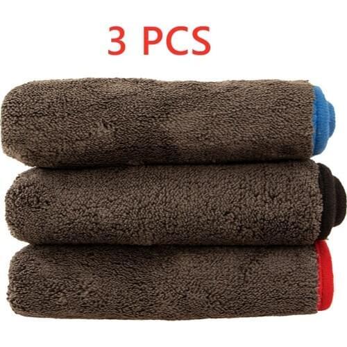 3PCS Car Cleaning Towel 1200GSM Car Detailing Microfiber Drying Towels Car Detail Cleaning Polishing Car Wash Cloth Accessories