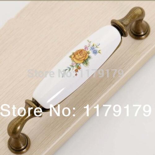 128mm rustico rural ceramic vintage furniture handle bronze kitchen cabinet drawer pull 5" antique brass dresser door handle