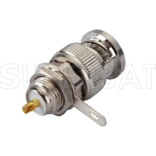 Superbat 10pcs BNC Connector Front Mount Plug Male Bulkhead with Solder Cup