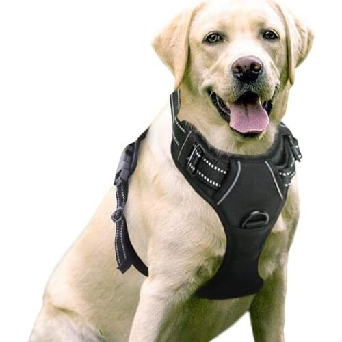 Dog Harness No-Pull Adjustable Soft Padded Pet Collars Vest Reflective No-Choke Oxford with Easy Control Handle for Large Dogs