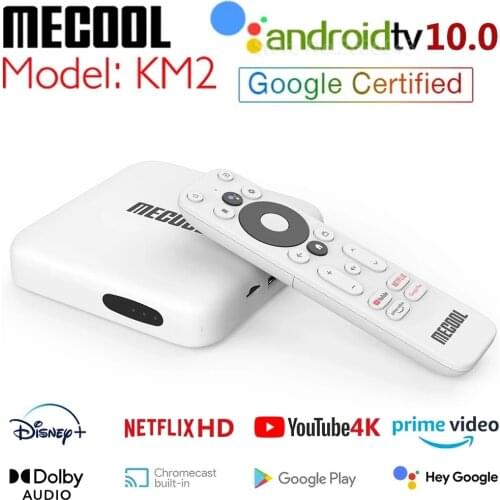 10pcs Mecool KM2 TV Box Android 10 Google Certified 2GB RAM 4K Dolby USB3.0 SPDIF BT4.2 Dual Wifi Prime Video Set Top Box