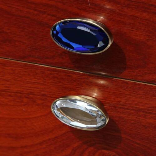 Vintage fashion deluxe Top quality blue crystal watch tv table bookcase wine cabinet handles K9 clear crystal bronze drawer knob