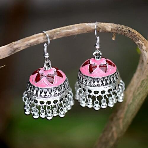 Vintage Tibetan Silver Color Tradition Bell Drop Earrings Jewelry For Women Handmade Boho Ethnic Dangles Earring Indian Jewelry