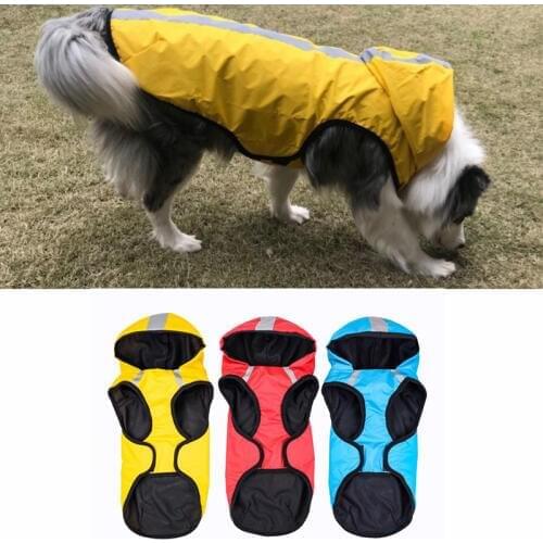 Waterproof Dog Coat Pet Clothes Reflective Tape Large Dog Raincoat Teddy Bear Big Dog Jacket Hoodie Rain Coat Pet Supplies S-3XL