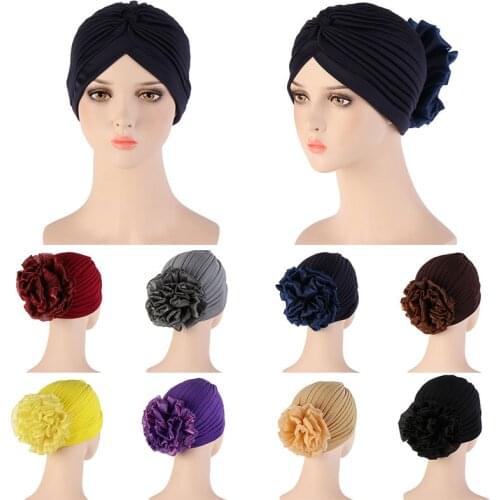 Women Floral India Hat Flower Stretchy Beanie Turban Bonnet Chemo Cap For Cancer Patients Ladies Bandanas African Head Wrap New