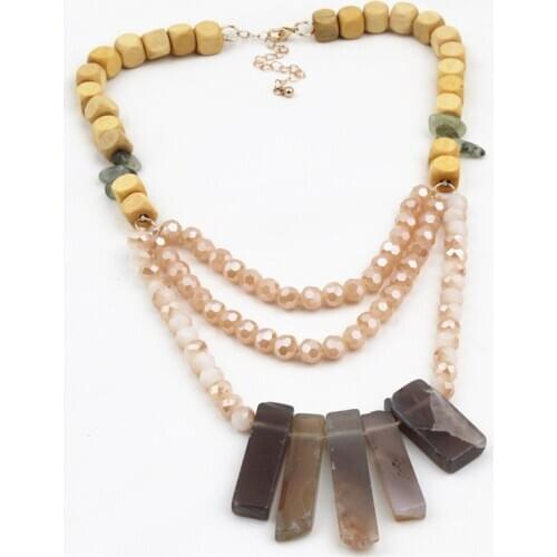 Natural stone hood crystal bead choker necklace for women