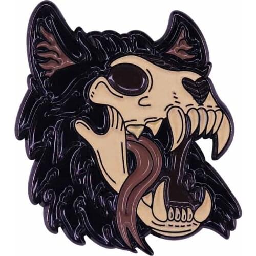Snarling Wolf Lapel Pin Spooky Beast Revenge Badge Featuring animal skulls, inspired by the spirits of the cosmos